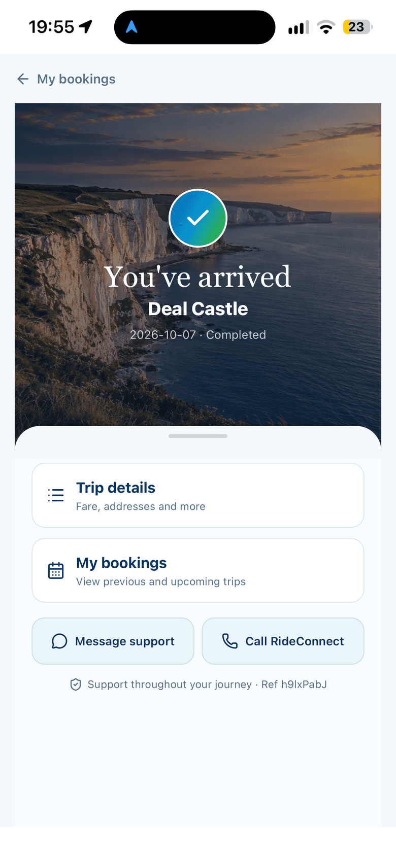 Trip complete — you have arrived
